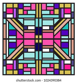 Vector abstract geometric colorful background. Memphis, indian, Brazilian and Mexican pattern.