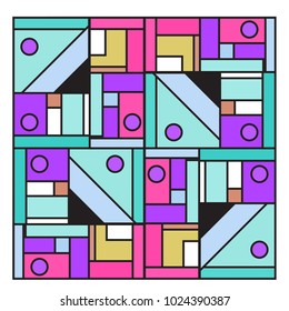 Vector abstract geometric colorful background. Memphis, indian, Brazilian and Mexican pattern.