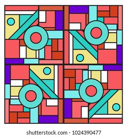 Vector abstract geometric colorful background. Memphis, indian, Brazilian and Mexican pattern.