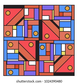 Vector abstract geometric colorful background. Memphis, indian, Brazilian and Mexican pattern.