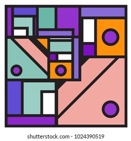 Vector abstract geometric colorful background. Memphis, indian, Brazilian and Mexican pattern.