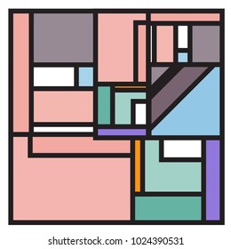 Vector abstract geometric colorful background. Memphis, indian, Brazilian and Mexican pattern.