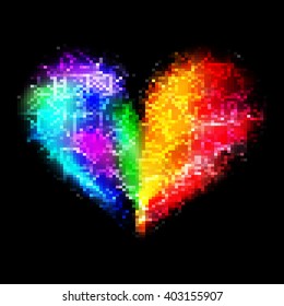 vector abstract geometric colorful  cells heart