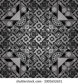 Vector abstract geometric colorful seamless pattern for background. Decorative backdrop in white, gray and black colors can be used for wallpaper, pattern fills, page background, surface textures.