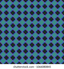 Vector abstract geometric colorful seamless pattern for background. Decorative backdrop in green, blue and black colors can be used for wallpaper, pattern fills, page background, surface textures.