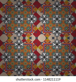 Vector abstract geometric colorful seamless pattern for background. Decorative backdrop in gray, orange and red colors can be used for wallpaper, pattern fills, page background, surface textures.