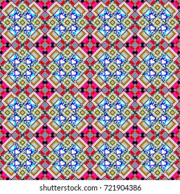 Vector abstract geometric colorful seamless pattern for background. Decorative backdrop in blue, neutral and white colors can be used for wallpaper, pattern fills, page background, surface textures.