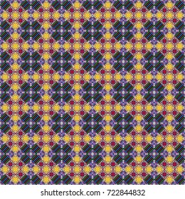 Vector abstract geometric colorful seamless pattern for background. Decorative backdrop in yellow, black and violet colors can be used for wallpaper, pattern fills, page background, surface textures.
