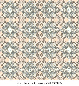 Vector abstract geometric colorful seamless pattern for background. Decorative backdrop in gray, red and beige colors can be used for wallpaper, pattern fills, page background, surface textures.
