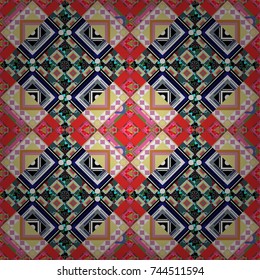 Vector abstract geometric colorful seamless pattern for background. Decorative backdrop in white, black and pink colors can be used for wallpaper, pattern fills, page background, surface textures.
