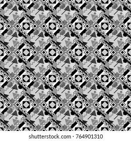 Vector abstract geometric colorful seamless pattern for background. Decorative backdrop in white, gray and black colors can be used for wallpaper, pattern fills, page background, surface textures.