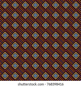 Vector abstract geometric colorful seamless pattern for background. Decorative backdrop in brown, purple and black colors can be used for wallpaper, pattern fills, page background, surface textures.