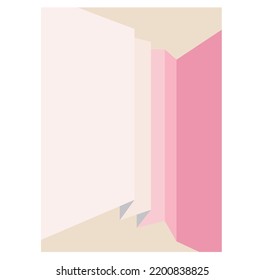 Vector abstract geometric composition folding paped effect in light pink and beige shades colors 