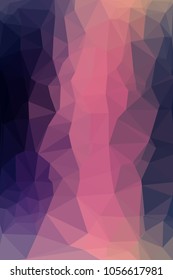 Vector abstract geometric dark purple and muted poink background consisting of triangles. Low poly pattern, vertical format.