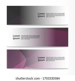 Vector abstract geometric design banner web template. Modern design dark background set. Vector illustration

