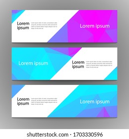 Vector abstract geometric design banner web template. Modern design pink blue spectrum background set. Vector illustration