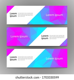 Vector abstract geometric design banner web template. Modern design pink blue spectrum background set. Vector illustration