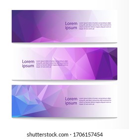 Vector abstract geometric design banner web template. Modern design purple background set. Vector illustration

