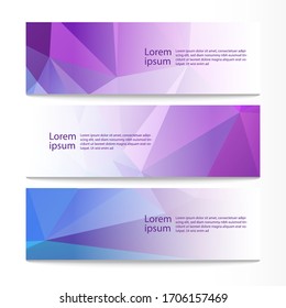 Vector abstract geometric design banner web template. Modern design purple background set. Vector illustration

