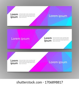 Vector abstract geometric design banner web template. Modern design pink blue spectrum background set. Vector illustration