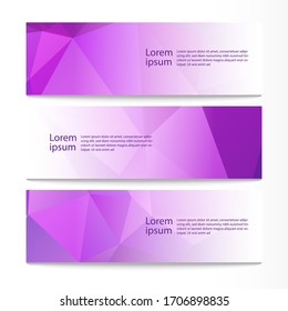 Vector abstract geometric design banner web template. Modern design purple background set. Vector illustration