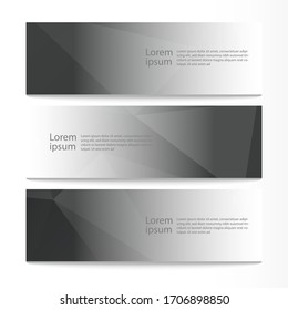Vector abstract geometric design banner web template. Modern design black background set. Vector illustration

