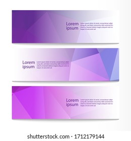 Vector abstract geometric design banner web template. Modern design purple background set. Vector illustration

