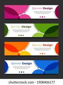 Vector Abstract Geometric Design Banner Web Template. Abstract Header Blue, Green, Orange, Pink Shape Vector Design. Abstract Corporate Business Banner Web Template, Horizontal Advertising.