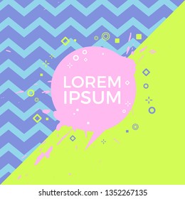 Vector abstract geometric design. Memphis style background. Poster, placard, cover, flyer, brochure, banner template.