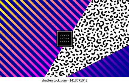 Vector abstract geometric design. Memphis style background. Poster, placard, cover, flyer, brochure, banner template.