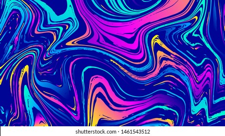 Vector abstract geometric design with psychedelic swirling paint. Memphis style background. Poster, placard, cover, flyer, brochure, banner template.