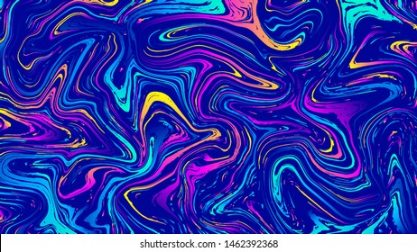 Vector abstract geometric design with psychedelic swirling paint. Memphis style background. Poster, placard, cover, flyer, brochure, banner template.