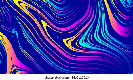 Vector abstract geometric design with psychedelic swirling paint. Memphis style background. Poster, placard, cover, flyer, brochure, banner template.