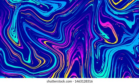 Vector abstract geometric design with psychedelic swirling paint. Memphis style background. Poster, placard, cover, flyer, brochure, banner template.