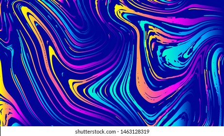 Vector abstract geometric design with psychedelic swirling paint. Memphis style background. Poster, placard, cover, flyer, brochure, banner template.