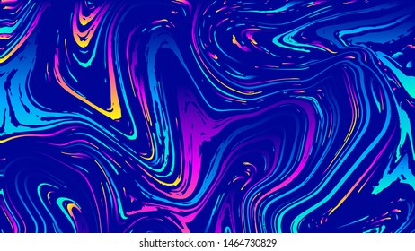 Vector abstract geometric design with psychedelic swirling paint. Memphis style background. Poster, placard, cover, flyer, brochure, banner template.