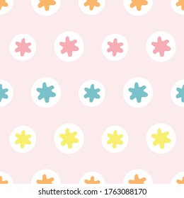 Patrón pastel de estrella de punto geométrico abstracto vectorial, guardería, decoración infantil con fondo rosa. Un diseño agradable para sus vacaciones. Fondo natural. Impresión, tela, estacionaria.