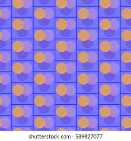 vector abstract geometric draw seamless pattern with circles yellow effect blur and lattice blue
