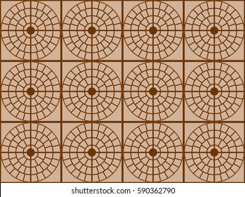 vector abstract geometric draw seamless pattern with circles flowers brown monochrome
