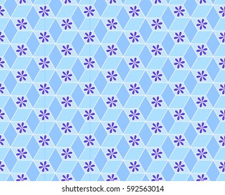 vector abstract geometric draw seamless pattern with blocks and  flowers ornament