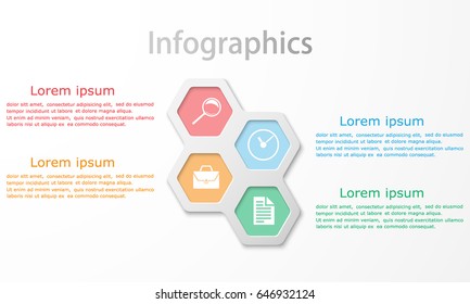 Vector abstract geometric element for infographics. Template for graphs, graphics, presentations and diagrams. Business concept with four steps, parts or processes.