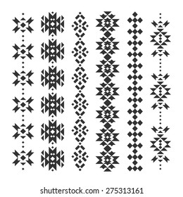 Vector abstract geometric elements for frame, border elements, pattern, ethnic collection, tribal art