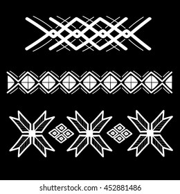 Vector abstract geometric elements, pattern, ethnic collection, tribal art,  primitive ethnic drawing