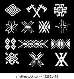 Vector abstract geometric elements, pattern, ethnic collection, tribal art,  primitive ethnic drawing