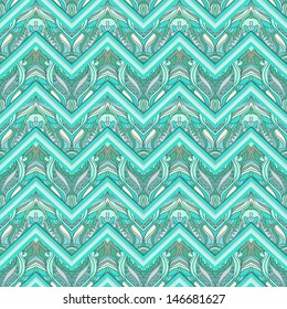 Vector Abstract Geometric Ethnic Seamless with floral pattern 