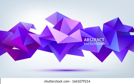 Vector Abstract Geometric Facet, Triangular, Crystal 3d Shape. Use For Banners, Web, Brochure, Ad, Poster, Etc. Low Poly Modern Style Background