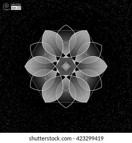 vector abstract geometric figure in black and white. it looks like an exotic flower