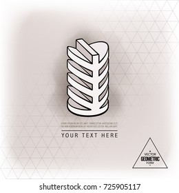 Vector abstract geometric figure cylinder logo design