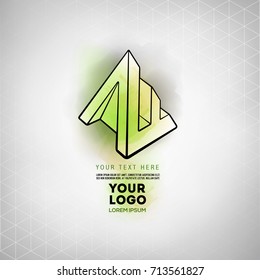 Vector abstract geometric figure pyramid logo design