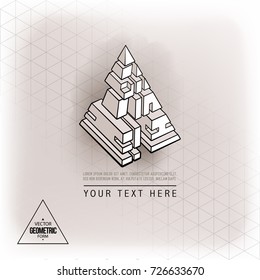 Vector abstract geometric figure pyramid logo design